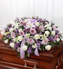 Lavender & White Mixed Half Casket Cover